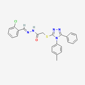 molecular formula C24H20ClN5OS B11670926 N'-[(E)-(2-chlorophenyl)methylidene]-2-{[4-(4-methylphenyl)-5-phenyl-4H-1,2,4-triazol-3-yl]thio}acetohydrazide 