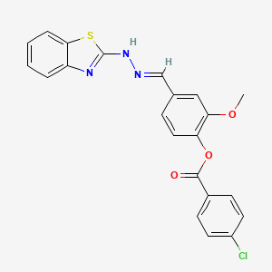 4-{(E)-[2-(1,3-benzothiazol-2-yl)hydrazinylidene]methyl}-2-methoxyphenyl 4-chlorobenzoate