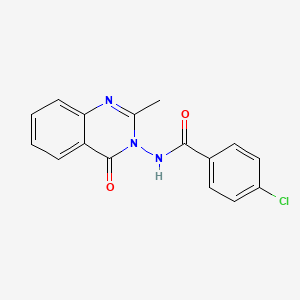 molecular formula C16H12ClN3O2 B11670947 4-chloro-N-(2-methyl-4-oxoquinazolin-3(4H)-yl)benzamide CAS No. 178919-58-9