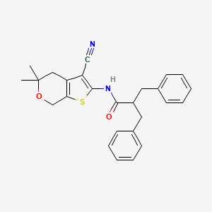 2-benzyl-N-(3-cyano-5,5-dimethyl-4,7-dihydro-5H-thieno[2,3-c]pyran-2-yl)-3-phenylpropanamide