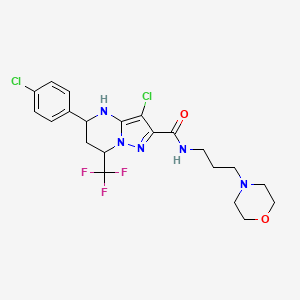 molecular formula C21H24Cl2F3N5O2 B11670971 3-chloro-5-(4-chlorophenyl)-N-[3-(morpholin-4-yl)propyl]-7-(trifluoromethyl)-4,5,6,7-tetrahydropyrazolo[1,5-a]pyrimidine-2-carboxamide 