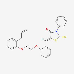 molecular formula C27H23NO3S2 B11670999 (5Z)-3-phenyl-5-(2-{2-[2-(prop-2-en-1-yl)phenoxy]ethoxy}benzylidene)-2-thioxo-1,3-thiazolidin-4-one 