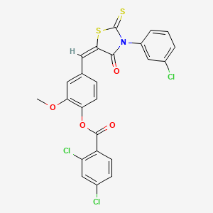 4-{(E)-[3-(3-chlorophenyl)-4-oxo-2-thioxo-1,3-thiazolidin-5-ylidene]methyl}-2-methoxyphenyl 2,4-dichlorobenzoate