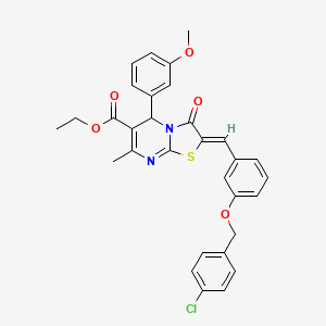 ethyl (2Z)-2-{3-[(4-chlorobenzyl)oxy]benzylidene}-5-(3-methoxyphenyl)-7-methyl-3-oxo-2,3-dihydro-5H-[1,3]thiazolo[3,2-a]pyrimidine-6-carboxylate