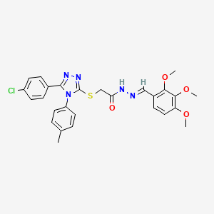 2-{[5-(4-chlorophenyl)-4-(4-methylphenyl)-4H-1,2,4-triazol-3-yl]sulfanyl}-N'-[(E)-(2,3,4-trimethoxyphenyl)methylidene]acetohydrazide