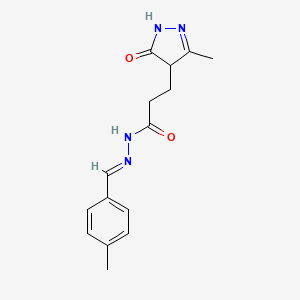 molecular formula C15H18N4O2 B11671102 3-(3-methyl-5-oxo-4,5-dihydro-1H-pyrazol-4-yl)-N'-[(E)-(4-methylphenyl)methylidene]propanohydrazide 