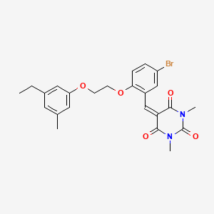 molecular formula C24H25BrN2O5 B11671132 5-({5-Bromo-2-[2-(3-ethyl-5-methylphenoxy)ethoxy]phenyl}methylidene)-1,3-dimethyl-1,3-diazinane-2,4,6-trione 