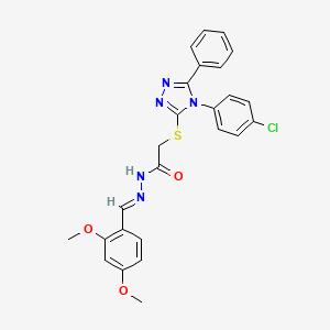 2-{[4-(4-chlorophenyl)-5-phenyl-4H-1,2,4-triazol-3-yl]sulfanyl}-N'-[(E)-(2,4-dimethoxyphenyl)methylidene]acetohydrazide