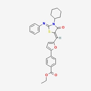 Ethyl 4-(5-{[(2E,5Z)-3-cyclohexyl-4-oxo-2-(phenylimino)-1,3-thiazolidin-5-ylidene]methyl}furan-2-YL)benzoate