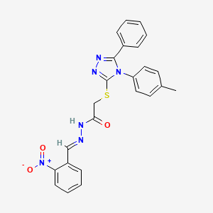 molecular formula C24H20N6O3S B11671167 2-{[4-(4-methylphenyl)-5-phenyl-4H-1,2,4-triazol-3-yl]sulfanyl}-N'-[(E)-(2-nitrophenyl)methylidene]acetohydrazide 