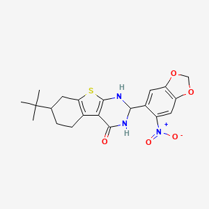 7-(Tert-butyl)-2-(6-nitro-1,3-benzodioxol-5-YL)-1,2,5,6,7,8-hexahydro[1]benzothieno[2,3-D]pyrimidin-4-OL