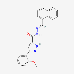 molecular formula C22H18N4O2 B11671202 5-(2-Meo-PH)-2H-pyrazole-3-carboxylic acid naphthalen-1-ylmethylene-hydrazide 