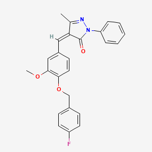 molecular formula C25H21FN2O3 B11671208 (4Z)-4-{4-[(4-fluorobenzyl)oxy]-3-methoxybenzylidene}-5-methyl-2-phenyl-2,4-dihydro-3H-pyrazol-3-one 