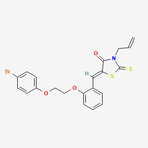 molecular formula C21H18BrNO3S2 B11671222 (5Z)-5-{2-[2-(4-bromophenoxy)ethoxy]benzylidene}-3-(prop-2-en-1-yl)-2-thioxo-1,3-thiazolidin-4-one 