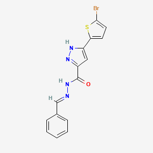 molecular formula C15H11BrN4OS B11671259 N'-Benzylidene-3-(5-bromo-2-thienyl)-1H-pyrazole-5-carbohydrazide 