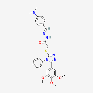 N'-{(E)-[4-(dimethylamino)phenyl]methylidene}-2-{[4-phenyl-5-(3,4,5-trimethoxyphenyl)-4H-1,2,4-triazol-3-yl]sulfanyl}acetohydrazide