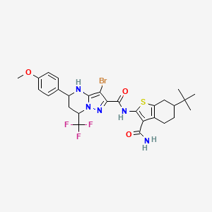 3-bromo-N-(6-tert-butyl-3-carbamoyl-4,5,6,7-tetrahydro-1-benzothiophen-2-yl)-5-(4-methoxyphenyl)-7-(trifluoromethyl)-4,5,6,7-tetrahydropyrazolo[1,5-a]pyrimidine-2-carboxamide