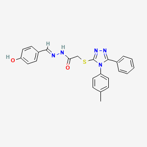 molecular formula C24H21N5O2S B11671283 N'-[(E)-(4-hydroxyphenyl)methylidene]-2-{[4-(4-methylphenyl)-5-phenyl-4H-1,2,4-triazol-3-yl]sulfanyl}acetohydrazide 