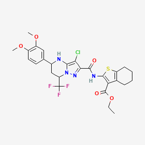 Ethyl 2-({[3-chloro-5-(3,4-dimethoxyphenyl)-7-(trifluoromethyl)-4,5,6,7-tetrahydropyrazolo[1,5-a]pyrimidin-2-yl]carbonyl}amino)-4,5,6,7-tetrahydro-1-benzothiophene-3-carboxylate