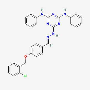 6-[(2E)-2-{4-[(2-chlorobenzyl)oxy]benzylidene}hydrazinyl]-N,N'-diphenyl-1,3,5-triazine-2,4-diamine