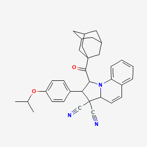 molecular formula C34H35N3O2 B11671300 1-(Adamantane-1-carbonyl)-2-[4-(propan-2-yloxy)phenyl]-1H,2H,3H,3AH-pyrrolo[1,2-A]quinoline-3,3-dicarbonitrile CAS No. 1217812-47-9