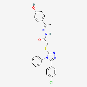 2-{[5-(4-chlorophenyl)-4-phenyl-4H-1,2,4-triazol-3-yl]sulfanyl}-N'-[(1E)-1-(4-hydroxyphenyl)ethylidene]acetohydrazide