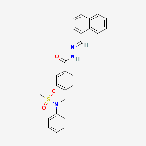 molecular formula C26H23N3O3S B11671335 N-(4-{[(2E)-2-(naphthalen-1-ylmethylidene)hydrazinyl]carbonyl}benzyl)-N-phenylmethanesulfonamide 