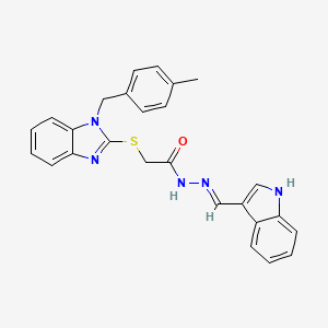 molecular formula C26H23N5OS B11671356 N'-[(E)-1H-indol-3-ylmethylidene]-2-{[1-(4-methylbenzyl)-1H-benzimidazol-2-yl]sulfanyl}acetohydrazide 