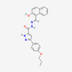 molecular formula C24H22N4O3 B11671391 N'-[(E)-(2-hydroxynaphthalen-1-yl)methylidene]-3-(4-propoxyphenyl)-1H-pyrazole-5-carbohydrazide 