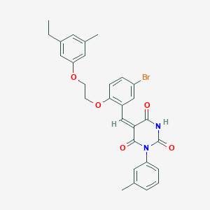 (5E)-5-{5-bromo-2-[2-(3-ethyl-5-methylphenoxy)ethoxy]benzylidene}-1-(3-methylphenyl)pyrimidine-2,4,6(1H,3H,5H)-trione