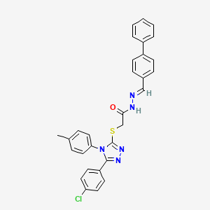 molecular formula C30H24ClN5OS B11671431 N'-[(E)-biphenyl-4-ylmethylidene]-2-{[5-(4-chlorophenyl)-4-(4-methylphenyl)-4H-1,2,4-triazol-3-yl]sulfanyl}acetohydrazide 