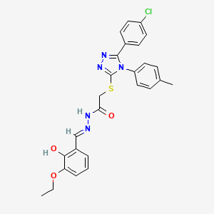 molecular formula C26H24ClN5O3S B11671432 2-{[5-(4-chlorophenyl)-4-(4-methylphenyl)-4H-1,2,4-triazol-3-yl]sulfanyl}-N'-[(E)-(3-ethoxy-2-hydroxyphenyl)methylidene]acetohydrazide 