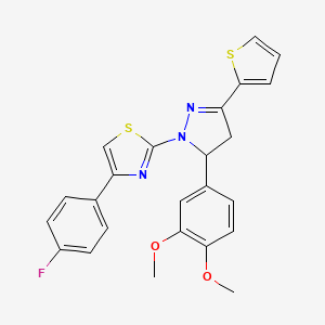 2-[5-(3,4-dimethoxyphenyl)-3-(thiophen-2-yl)-4,5-dihydro-1H-pyrazol-1-yl]-4-(4-fluorophenyl)-1,3-thiazole