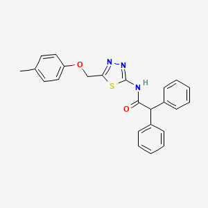 molecular formula C24H21N3O2S B11671450 N-{5-[(4-methylphenoxy)methyl]-1,3,4-thiadiazol-2-yl}-2,2-diphenylacetamide 