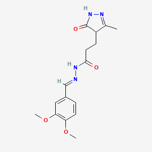 N'-[(E)-(3,4-dimethoxyphenyl)methylidene]-3-(3-methyl-5-oxo-4,5-dihydro-1H-pyrazol-4-yl)propanohydrazide