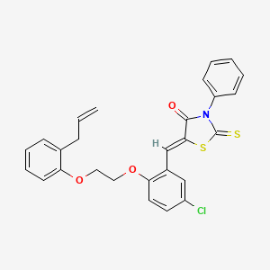 molecular formula C27H22ClNO3S2 B11671471 (5Z)-5-(5-chloro-2-{2-[2-(prop-2-en-1-yl)phenoxy]ethoxy}benzylidene)-3-phenyl-2-thioxo-1,3-thiazolidin-4-one 