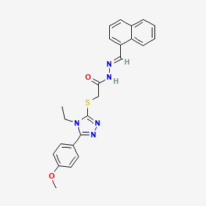 molecular formula C24H23N5O2S B11671476 2-{[4-Ethyl-5-(4-methoxyphenyl)-4H-1,2,4-triazol-3-YL]sulfanyl}-N'-[(E)-1-naphthylmethylidene]acetohydrazide 