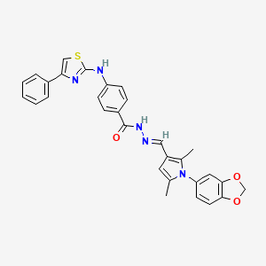 N'-{(E)-[1-(1,3-benzodioxol-5-yl)-2,5-dimethyl-1H-pyrrol-3-yl]methylidene}-4-[(4-phenyl-1,3-thiazol-2-yl)amino]benzohydrazide