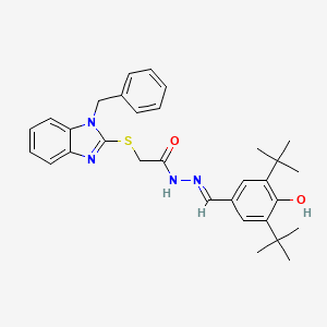 2-[(1-benzyl-1H-benzimidazol-2-yl)sulfanyl]-N'-[(E)-(3,5-di-tert-butyl-4-hydroxyphenyl)methylidene]acetohydrazide