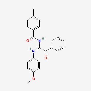 molecular formula C23H22N2O3 B11671510 N-{1-[(4-methoxyphenyl)amino]-2-oxo-2-phenylethyl}-4-methylbenzamide 