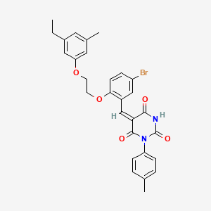 (5E)-5-{5-bromo-2-[2-(3-ethyl-5-methylphenoxy)ethoxy]benzylidene}-1-(4-methylphenyl)pyrimidine-2,4,6(1H,3H,5H)-trione