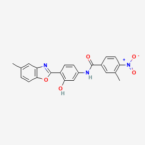 N-[3-hydroxy-4-(5-methyl-1,3-benzoxazol-2-yl)phenyl]-3-methyl-4-nitrobenzamide