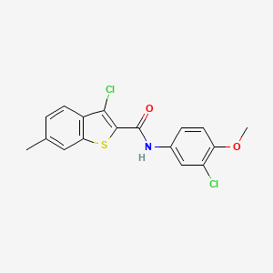 molecular formula C17H13Cl2NO2S B11671527 3-chloro-N-(3-chloro-4-methoxyphenyl)-6-methyl-1-benzothiophene-2-carboxamide 