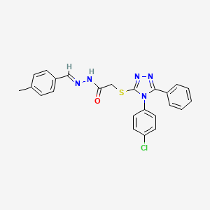 molecular formula C24H20ClN5OS B11671533 2-{[4-(4-chlorophenyl)-5-phenyl-4H-1,2,4-triazol-3-yl]sulfanyl}-N'-[(E)-(4-methylphenyl)methylidene]acetohydrazide 