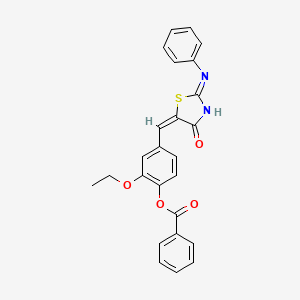 2-ethoxy-4-{(E)-[4-oxo-2-(phenylamino)-1,3-thiazol-5(4H)-ylidene]methyl}phenyl benzoate