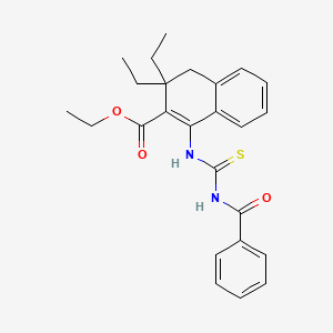 molecular formula C25H28N2O3S B11671574 Ethyl 3,3-diethyl-1-{[(phenylcarbonyl)carbamothioyl]amino}-3,4-dihydronaphthalene-2-carboxylate 