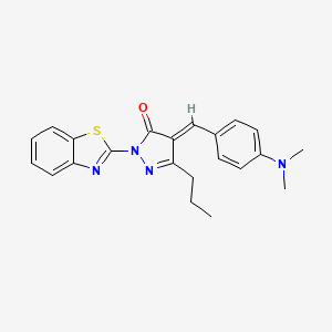 molecular formula C22H22N4OS B11671577 (4E)-2-(1,3-benzothiazol-2-yl)-4-[4-(dimethylamino)benzylidene]-5-propyl-2,4-dihydro-3H-pyrazol-3-one 