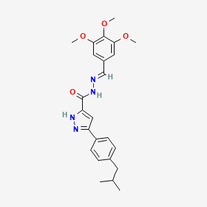 molecular formula C24H28N4O4 B11671596 3-[4-(2-methylpropyl)phenyl]-N'-[(E)-(3,4,5-trimethoxyphenyl)methylidene]-1H-pyrazole-5-carbohydrazide 