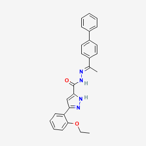 molecular formula C26H24N4O2 B11671615 N'-[(1E)-1-(biphenyl-4-yl)ethylidene]-3-(2-ethoxyphenyl)-1H-pyrazole-5-carbohydrazide 