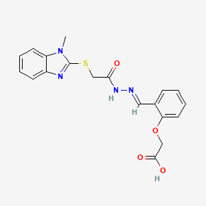 {2-[(E)-(2-{[(1-methyl-1H-benzimidazol-2-yl)sulfanyl]acetyl}hydrazinylidene)methyl]phenoxy}acetic acid